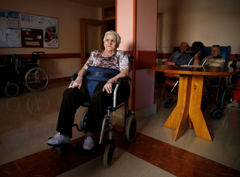 Lucia Manzano, 100, poses for a portrait in a residential home for the elderly in La Adrada, Avila, near Madrid, Spain, July 12, 2016. Manzano laughs as she recalls dressing up in the colours of the fallen Second Spanish Republic to taunt visiting authorities in her village during the dictatorship of Francisco Franco. "The most important thing in life is to stay loyal to yourself," she said.ÊREUTERS/Andrea Comas